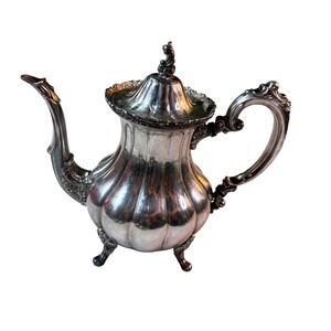 Vintage MCM Silverplate Coffee Pot Ornate Victorian Style Teapot Decorative
